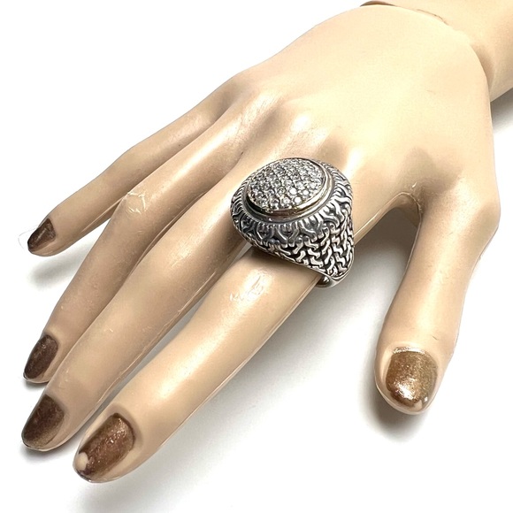 NATURAL DIAMOND & 925 STERLING SILVER UNISEX STATMENT RING JEWELRY